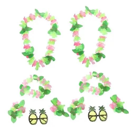 Produktbild: DEARMAMY 10-teiliges Set Mit Ananasgläsern Und Hawaii-blumenkronen – Luau-party-zubehör