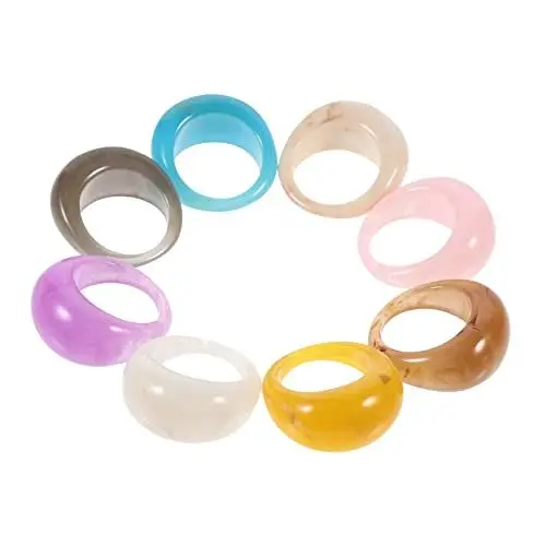 Produktbild: DEARMAMY 12 Stück Harz Für Damen Vollfinger Für Damen Für Mädchen Acryl Klobiger Diamantfinger Für Den Alltag Und Partys
