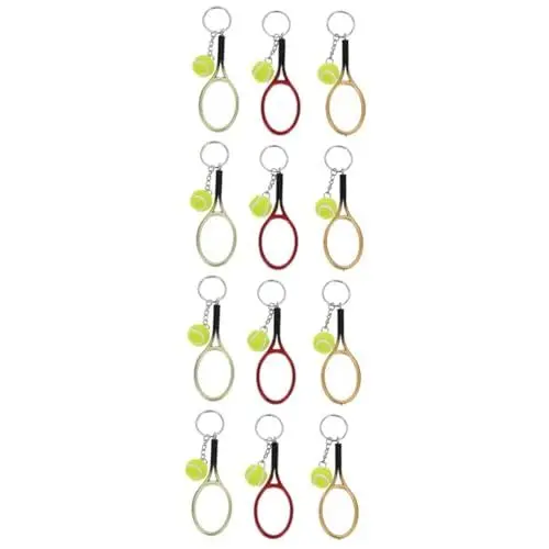 Produktbild: DEARMAMY 12 STK Tennis-Schlüsselanhänger Mini-Tennisschläger Schlüsselanhänger multifunktionaler Schlüsselanhänger Tennis anhänger Tennis Schlüsselringe Tasche Zubehör Plastik