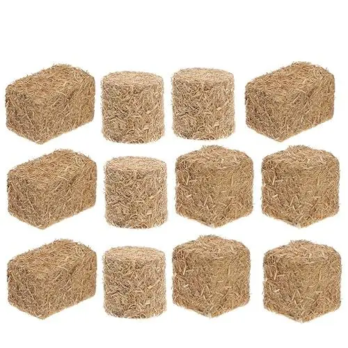 Produktbild: DEARMAMY 12 Stück Mini-Heuballen Dekoration Kleines Natürliches Heu Kleines Dekoratives Heu Kunst-Herbst Basteln Schneedorf Zubehör Für Basteln Puppenhaus Bauernhof Halloween
