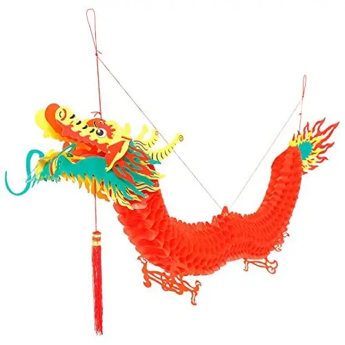 Produktbild: DEARMAMY 150 cm Hängende 3D-Drachen-Neujahrs-Drachengirlande Lebendiger Papierdrache Laternenjahr des Drachen Chinesisches Neujahr 2024