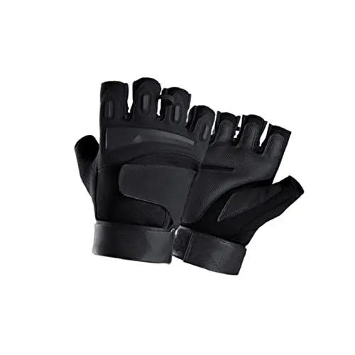 Produktbild: DEARMAMY Schwarze Halbfinger-fahrradhandschuhe Für Herren Atmungsaktive Outdoor-Handschuhe Schützende Handfläche Zum Radfahren Fitness Klettern