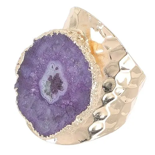 Produktbild: DEARMAMY Eleganter 1-teiliger Damenschmuck mit Edelsteinen und Amethyst Zarter Fingerring Vergoldet für Verlobung
