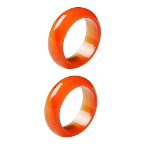 Produktbild: DEARMAMY Akik Taş Yüzük 2st -chalzedon-ring Damenringe Couple Rings Kristallring Rings for Men for Girlfriend Karneolfarbener Fingerring Bandring Aus Karneol Achat Bandring Karneol-ring Rot