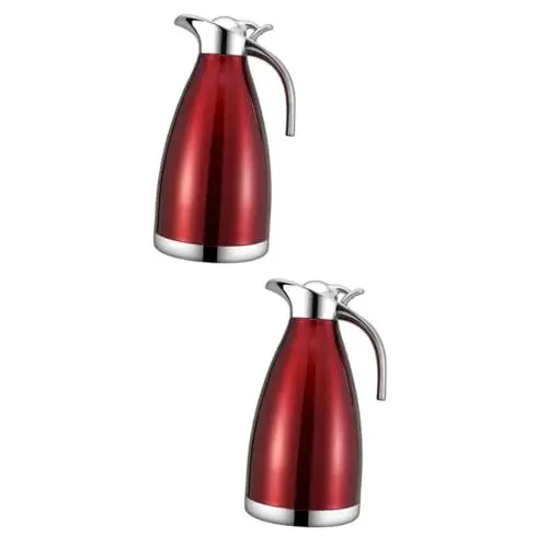 Produktbild: DEARMAMY 2St Espresso gemahlener Kaffee großer Krug Messung Thermoskanne Glaswasserflasche Wasserkrug Thermoflasche Vakuumtopf konzentrieren Kaffeetasse Heißwassertank heiße Kaffeekanne rot