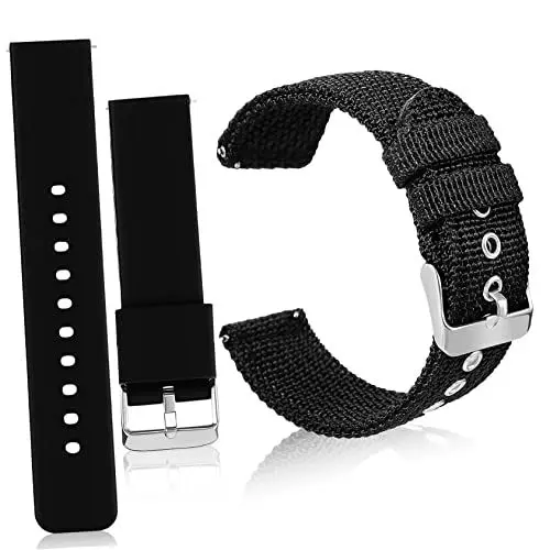 Produktbild: DEARMAMY 20 Mm Schnellverschluss-armband Für Damen Und Herren Uhrenarmbänder Aus Silikon Und Nylon Für Damen