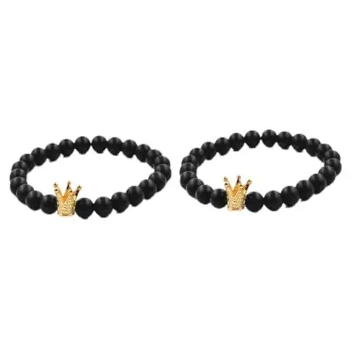 Produktbild: DEARMAMY 2St Krone Armband edelsteinarmband modeschmuck Goldfarbenes Armband Edelstein Armband für freundinen handgelenkbandage pärchen armband Perlen Armband Natursteinarmband