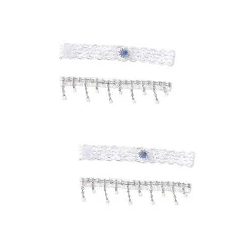 Produktbild: DEARMAMY 2paare Braut Lace Garter Mit Strass Und Perlen Verstellbare Hochzeitsbeinschmuck-Dekoration Für Besonderen Tag Geeignet Für Oberschenkelumfang Bis Elegantem Weiß