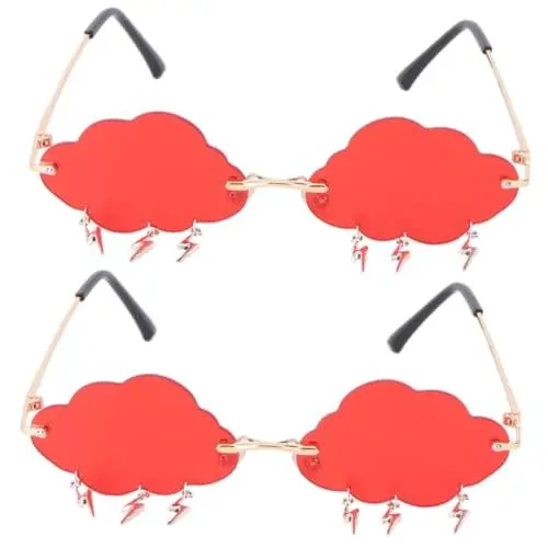 Produktbild: DEARMAMY 2 Paar Cloud-Sonnenbrille Wolkenbrille mit Sonnenbrille für Männer wolken sonnenbrille women sunglasses rote Brille Sonnenbrille in Herzform modische Brille Rahmenlose Wave-Brille