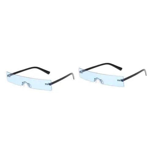 Produktbild: DEARMAMY 2 Stk Sonnenbrille Mit Rechteckigem Rahmen Randlose Sonnenbrille Rot Sportliche Sonnenbrille Herren Quadratische Gläser Randlose Sonnenbrille Herren Uv-brille Zum Schutz