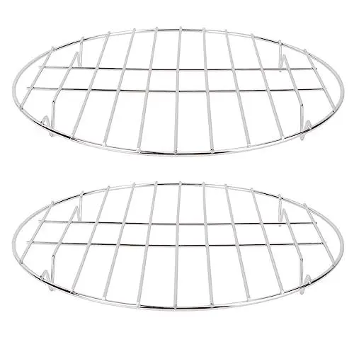 Produktbild: DEARMAMY Edelstahl-fleischnetz-grillrost Runder Hähnchenbratenrost Pizza-backblech Kompakt Für Grillen Im Freien