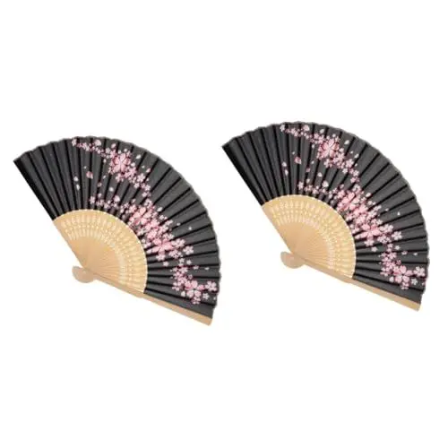 Produktbild: DEARMAMY 2 Stück Kimono Fächer Faltfächer Damen Handfächer Fächer Für Hochzeiten Fächer Für Hochzeitsgäste Großleistungsfächer Hochzeitsfächer Für Gäste Japanische Fächer