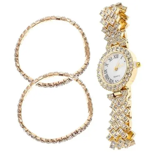 Produktbild: DEARMAMY 2st Quarz-Armband Mädchen Schmuck Edlen Schmuck Paar Schmuck Modeuhr Für Mädchen Modeuhren Für Damen Diamantuhren Für Damen Damenuhren Damen Armbanduhr Gm2100 Rostfreier Stahl