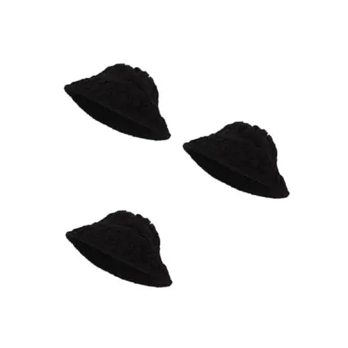 Produktbild: DEARMAMY 3St Fischerhut aus Seersucker Modischer Sonnenhut Atmungsaktiver Hut Bequemer Hut für Aktivitäten Hut für Frühling Modischer Hut Hüte Fischermütze Frauen Hut Organza Black