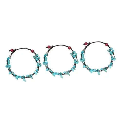 Produktbild: DEARMAMY 3St mit Fußanhänger Fußkettchen für freundinen fussketten fussfessel fusskettchen Anklet Perlenarmbänder Armband für Frauen Seil Knöchel Knöchelkette Knöchelschmuck