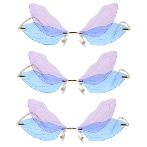 Produktbild: DEARMAMY 3 Paare unregelmäßige Libellenschirme rosa Schnapsgläser sloneczne damskie damensonnenbrille trendige flügelförmige