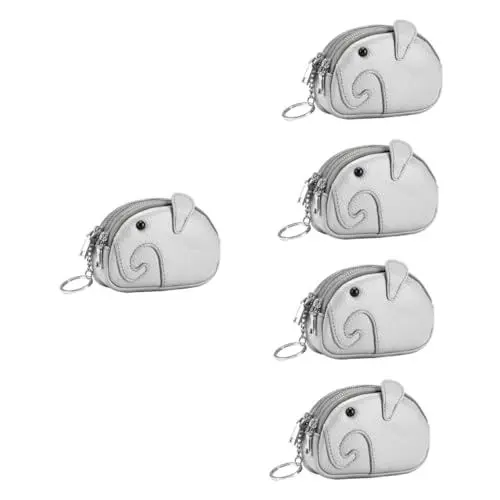 Produktbild: DEARMAMY 5St Geldbörse kleine Brieftasche mit Reißverschluss Geldbeutel wechseln Tragetasche aufbewahrungssack storage pockets kleines Reiseportemonnaie kleiner Geldbeutel Echtes Leder Grey