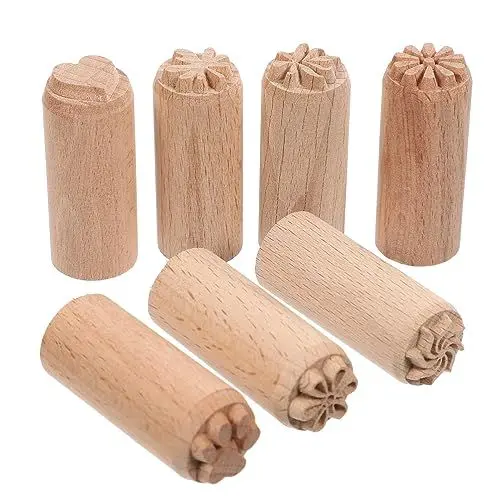 Produktbild: DEARMAMY 7 Stück Hölzerne Tontöpferstempel Töpferwerkzeug Holzblockstempel Natürliche Holzstempel Mit Gemischten Mustern Runde Töpferstempel Holzdruckstempel Für Diy-Ton