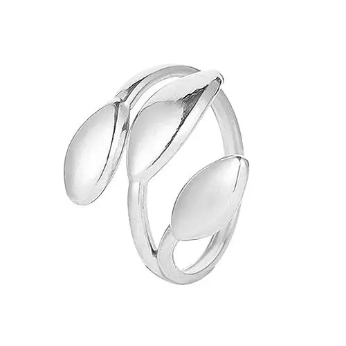 Produktbild: DEARMAMY Blätter Öffnen Ring Offene Ringe Ästhetisch Aussage Offener Ring Offener Blattring Fingerringe Kleiner Ring Moderinge Für Damen Mädchen Klingeln Ringe Für Frauen Silver Legierung