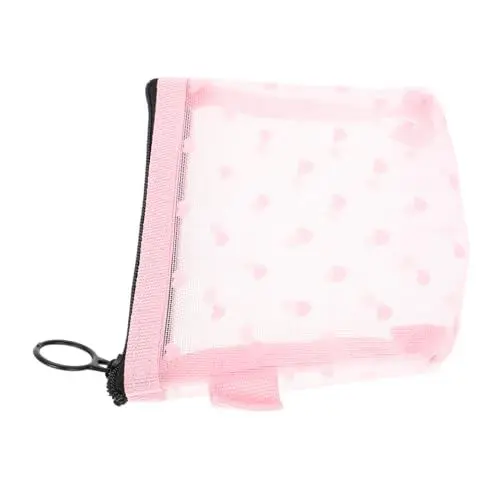 Produktbild: DEARMAMY Herzförmige Make-up-Tasche Aus Netzstoff für Die Reise Mini-toilettenartikel-Organizer Reißverschluss Geldbörse