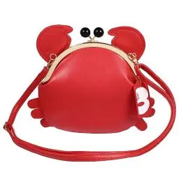 Produktbild: DEARMAMY Krabben-Handtasche Krebse Und Muscheln Umhängetasche Neuartige Geldbörse In Tierform Abnehmbare Umhängetasche Messenger-Tasche Für Frauen Und Mädchen Rot