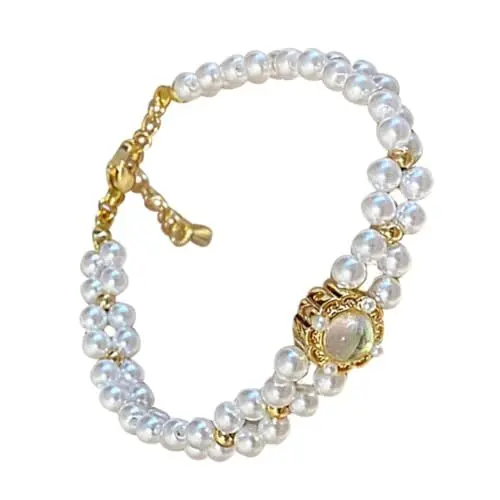 Produktbild: DEARMAMY Perlenarmband zierliches Silberarmband Armbänder für Frauen Freundschaftsarmband-Kit Kinderarmband armkette damen armband für frauen exquisites Armband Damenschmuck Metall Weiß