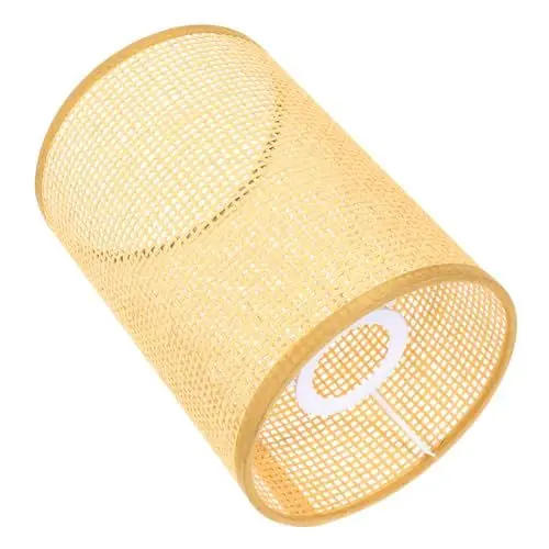 Produktbild: DEARMAMY Rattan-Lampenschirm Rattan-Gewebe-Lichtabdeckung Rattan-Trommel-Lampenschirm Ersatz-Geflecht-Zylinder-Lichtabdeckung E27/E14-Lampenschirm Für Wohnzimmer Schlafzimmer Büro
