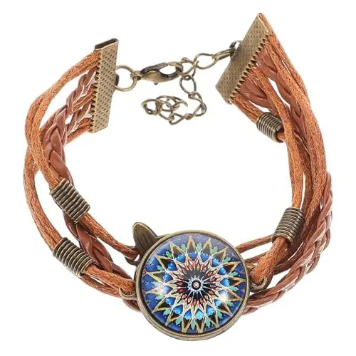 Produktbild: DEARMAMY Schnur Böhmisches Armband Boho-Armband Frauen Armband Frauenarmband geflochtenes armband Blumenarmband Sonnenblumenarmbänder für Frauen Hippie-Armbänder Legierung Light Brown