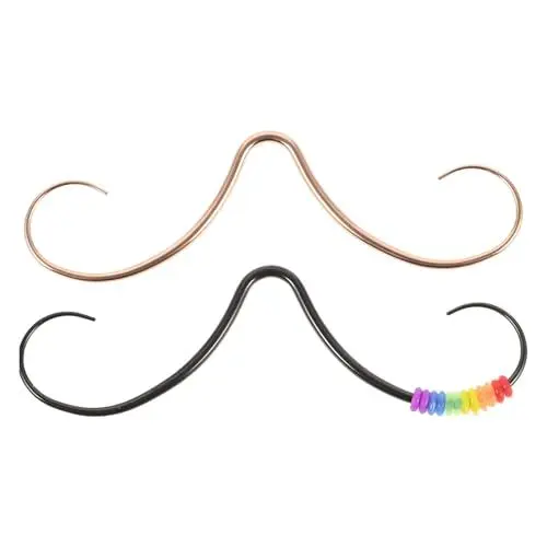 Produktbild: DEARMAMY Septum Schnurrbart Nasenringe 2 Stück Edelstahl Piercing Schmuck Büffel Nase Septum Schnurrbart Aufhänger Knorpel Ohrring Hoop Für Damen Herren