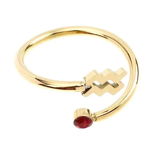 Produktbild: DEARMAMY Tierkreisring Anhänger Goldringe Für Frauen Verstellbare Ringe Aus Sterlingsilber Armbänder Urlaub Edelsteinringe Halskette Daumenringe Armband Ringe Geburtsstein Zirkon Golden