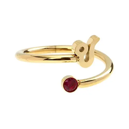 Produktbild: DEARMAMY Tierkreisring Verstellbarer Fingerring Offene Zehenringe Charme Ehering Finger Paargeschenke Verstellbarer Geburtssteinring Zucht Männer Ringe Schmuck Für Paare Edelstahl Golden
