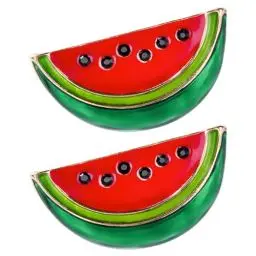 Produktbild: DEARMAMY Wassermelonen-Emaille-Anstecknadel: 2 Süße Emaille-Anstecknadeln – Fruchtförmige Cartoon-Brosche Für Sommergeschenke Geburtstag Reverskragen Accessoires Taschen Rot
