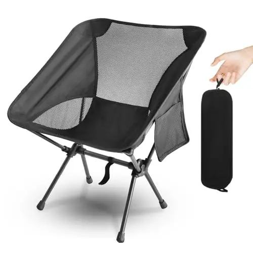 Produktbild: Debfhzzn Luxus Campingstuhl Faltbar-Ultraleicht Campingstühle-Tragbar Anglerstuhl-Gartenstuhl Mit Kleines Paket 120kg, Camping Stuhl faltbar(Schwarz)