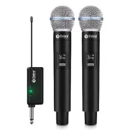 Produktbild: Debra Mikrofon Kabellos,Drahtloses Dynamisches Mikrofon mit Wiederaufladbarem Empfänger für Karaoke, PA-System-Mixer-Verstärker, Hochzeit, DJ, Party, Ansprache, Kirche,60M