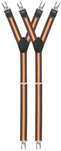 Produktbild: Decalen Hemdhalter Herren Sehr starke Clips Verstellbare, elastische Hosenträger Strumpfhalter Einheitsgröße 1 Paar (Braun Rot Gelb)