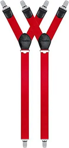 Produktbild: Decalen Hemdhalter Herren Sehr starke Clips Verstellbare, elastische Hosenträger Strumpfhalter Einheitsgröße 1 Paar (Rot 1)