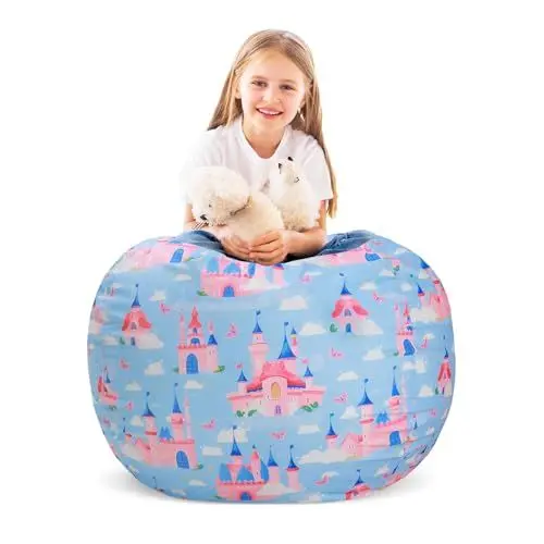 Produktbild: Decalsweet Sitzsack Kinder Spielzeug Stofftier Aufbewahrung, Große Größe Kuscheltiere Aufbewahrung für Mädchen Jungen, Aufbewahrung Organizer Lagerung Kinderzimmer (Nur Tasche） Blau Rook
