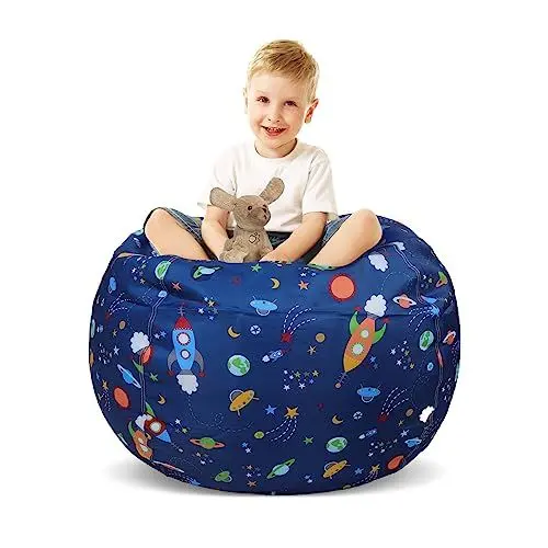 Produktbild: decalsweet Kinder Sitzsack für Stofftier Jungen Spielzeug Aufbewahrung Groß für Kinderzimmer Nur Tasche