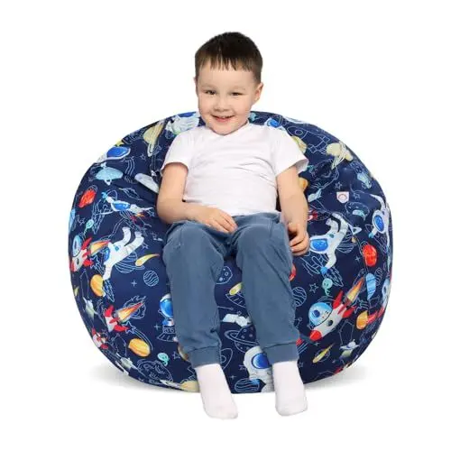 Produktbild: decalsweet Sitzsack Kinder Spielzeug Stofftier Aufbewahrung, Große Größe Kuscheltiere Aufbewahrung für Mädchen Jungen, Sitzsack-Stuhlbezug für Kinderzimmer Weltraum-Astronaut(Nur Tasche