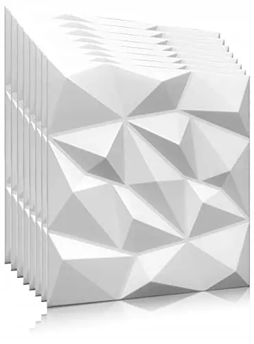 Produktbild: Deccart - 3D Wandpaneele Styropor Wandverkleidung Decke Deckenverkleidung Paneele Deckenplatten Wall Deko Panel Wand Panels Polystyrol 50x50 cm Brylant 2 m², 8 Stück, weiß