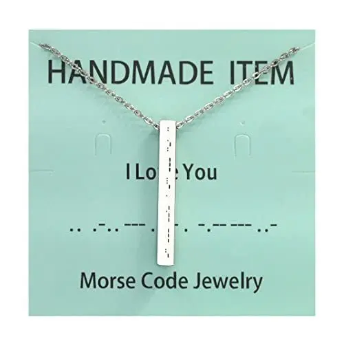 Produktbild: Decentraland Silber Ich Liebe Dich Edelstahl Morse Code graviert personalisierte Bar Halskette Geschenk für Frauen Memorial zierliche Liebe Tuner Freundschaft Long Distance Touch Weihnachtsschmuck