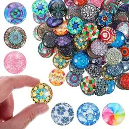 Produktbild: DECHOUS 120 Stück/Packung Glascabochons Gemischter Stil Runde Glassteine Schmuckanhänger Für Heimwerker 25 Mm