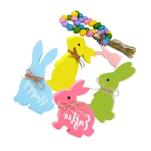 Produktbild: DECHOUS Bastelset Mit Miniatur-tierfiguren 3D-hasenausschnitte Aus Holz Für Jungen Und Mädchen Dekorationen Für Ostern Und Partyzubehör