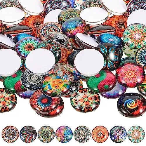 Produktbild: DECHOUS 200 Stück Gemischte Farbe Glassteine Orbicular Muggelsteine Bunt Kinder 12mm Cabochon Rohlinge Dekosteine Mosaiksteine Glückssteine für DIY Handwerkliche, Schmuckherstellung