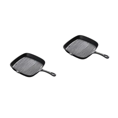 Produktbild: DECHOUS 2 Stk Steakpfanne Ofen Braten Garnelenpfanne Zum Grillen Edelstahlgrill Spieß Ninja Bratpfanne Mit Antihaftbeschichtung Herd Burger Gestell Platte Nicht Korb Gusseisen Black