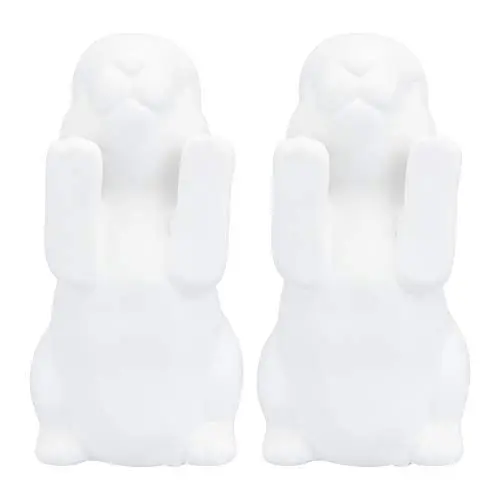 Produktbild: DECHOUS 2st Kaninchen-buchstützen Aus Keramik Tierische Buchstützen Osterhasenstatue Buchstopper Desktop-buchständer Ostern Figuren Osterhasen-Dekorationen Buchen Student Weiß Frisch
