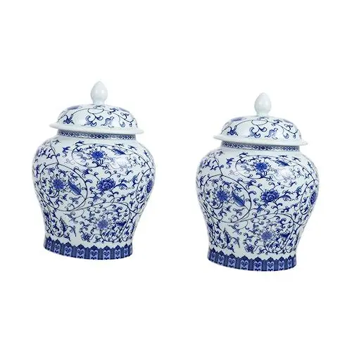Produktbild: DECHOUS 2st Teedose Aus Blauem Und Weißem Porzellan Aufbewahrungsdose Im Chinesischen Stil Tee Aufbewahrungsdose Weiße Vasen Keramik China Blaues Und Weißes Porzellan