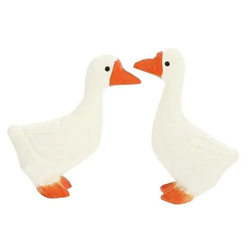 Produktbild: DECHOUS 2st Weiße Gans Aus Holz Tiere Kunstfiguren Holzgans Figur Tierlandschaftsdekor Gans Figur Schwanenstatue Aus Holz Tierfiguren Für Den Garten Weiße Gänsefigur Zubehör Miniatur