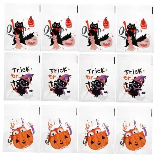 Produktbild: DECHOUS 300st Halloween Selbstklebende Tasche Wiederverwendbare Snackbeutel Bonbontüten Selbstverschließende Beutel Selbstverschließende Zellophanbeutel Plätzchenbeutel Cellophan Plastik