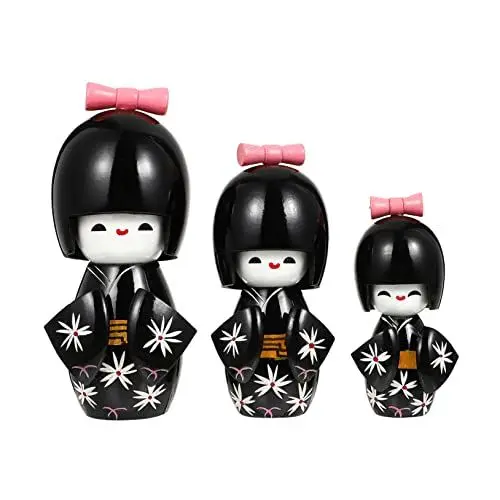 Produktbild: DECHOUS 3St Kimono-Puppe Tischdekoration Miniaturfiguren Mädchen Spielzeug Autos Spielzeug Sammlerfiguren japanische Puppenskulptur hölzern Senfkörner Geschenk Statue Dekorationen Holz